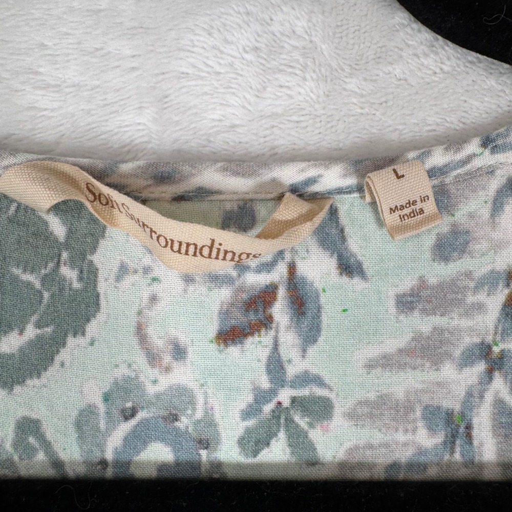 Soft Surroundings Maxi Dress Womens L Green Paisley Beaded Boho 2FV07 Resortwear - Picture 5 of 11